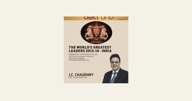 Asian recognition of Dr. J C Chaudhry in 2016