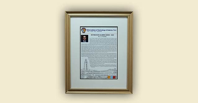 Awarded for excellence by BITS Pilani