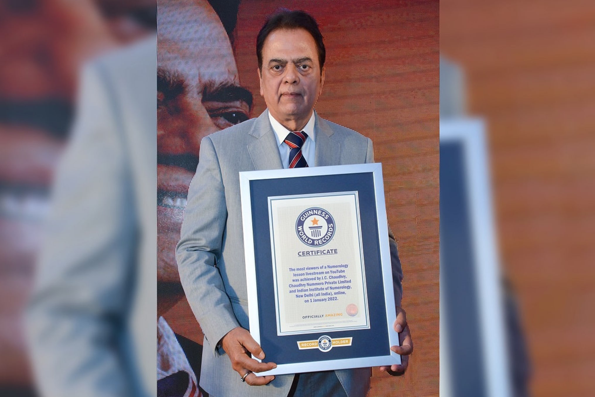 Guinness World Record in Numerolgoy by J C Chaudhry