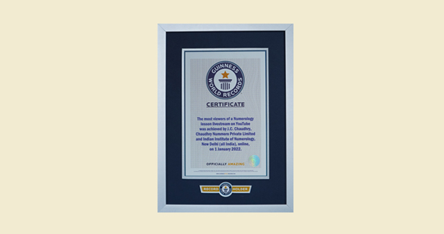 Guinness World Record in Numerology  award 2022