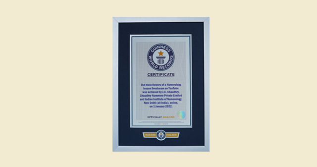 Guinness World Record in Numerology award 2022