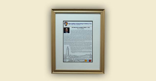 Distinguished Alumnus Award by BITS PILANI 2022