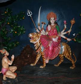 Night View Of Maa Vaishno & Hanuman Ji Idol at Vaishno Devi Dham Vrindavan by J C Chaudhry Numerologist