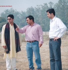 (From Left to Right)Aakash Chaudhry,Varun verma(Architect)&Aashish Chaudhry at Vaishno Devi Dham Vrindavan by J C Chaudhry Numerologist