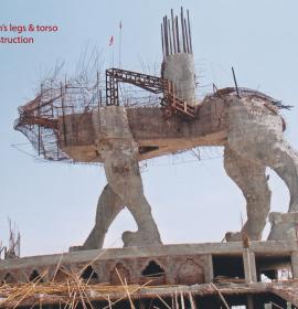 Right View Of Lion's Legs & Torso During Construction at Vaishno Devi Dham Vrindavan by J C Chaudhry Numerologist