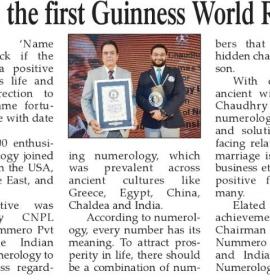 J C Chaudhry wins first ever Guinness Award in Numerology